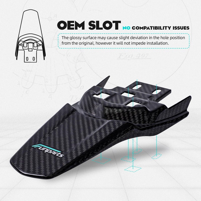 Funparts Sur Ron Rear Fender Carbon Fiber Motorcycle Fender Mud Guard for Surron Sur Ron Light Bee X/S Segway X260 X160 Electric Dirt Bike - Image 3